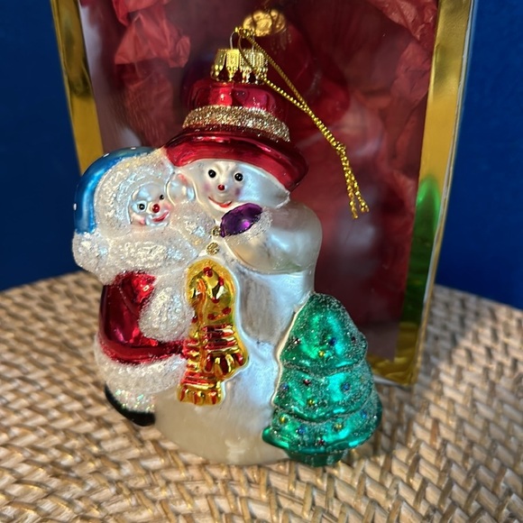 Vintage Spiegel Handblown & Handpainted Snowman & Snowchild Christmas Ornament - Picture 2 of 6